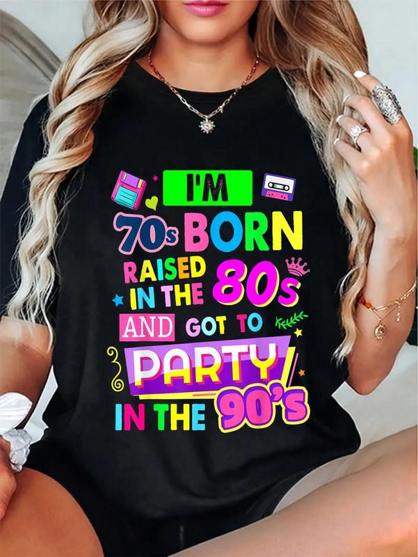 100%25 Cotton 90s Rave Ideas For Women & Party Outfit 90s Festival Costume T-Shirt Round Neck Short Sleeve T-Shirt Women's Men's Graphic Tee