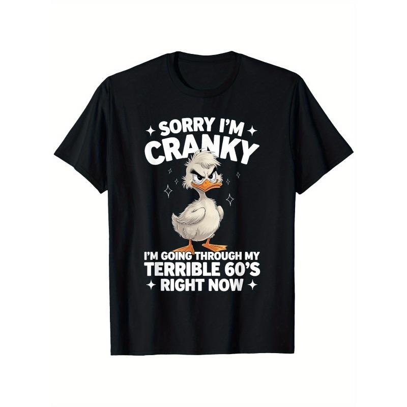 Sorry I'm Cranky I'm Going Through My Terrible 60's Right Now T-Shirt - Unisex Vintage 60s Graphic Tee with Duck & Stars Print, 100%25 Cotton Regular Fit Streetwear, S-XXXL, Humorous Clothing | Round Neckline | Comfortable Wear