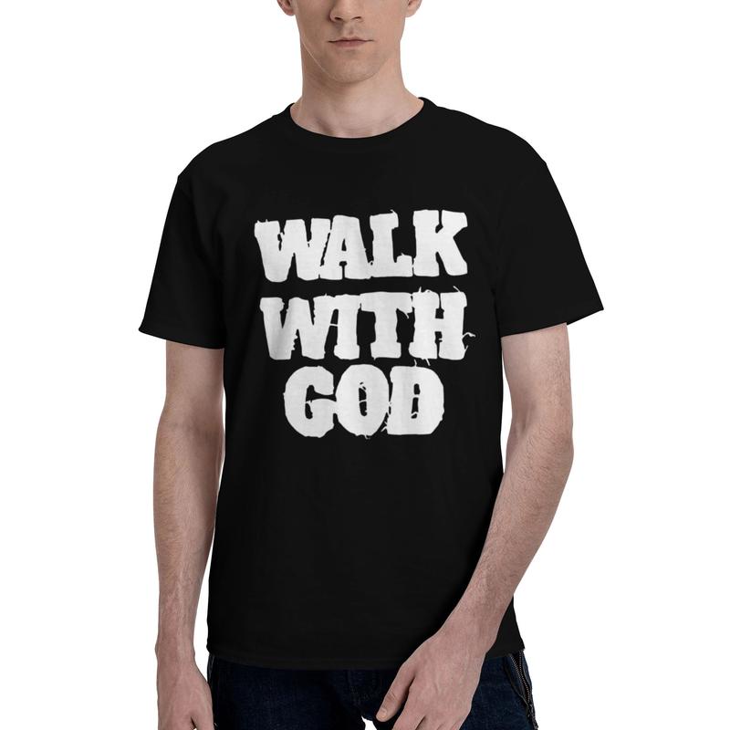 Christian Walk With God Tshirt, Casual Cotton, Trendy T-Shirts for Men & Women, Casual Shortsleeve Streetwear, Menswear Top