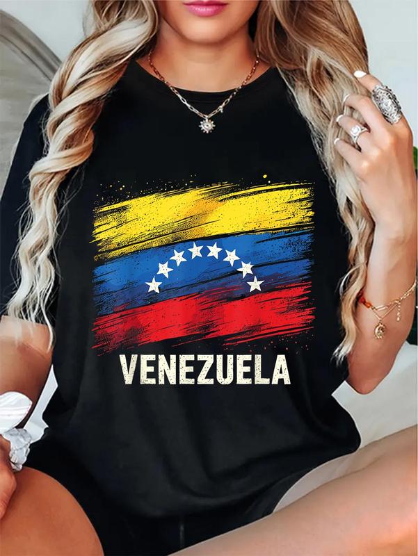 100%25 Cotton Unisex Venezuela Flag Venezuelan T-Shirt Casual Graphic Printed Tee