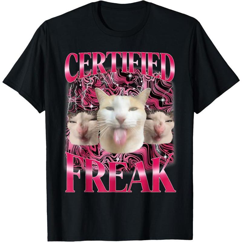 100%25 Cotton Certified Freak Eat Cement Cursed Cat Funny Cat Meme T-Shirt