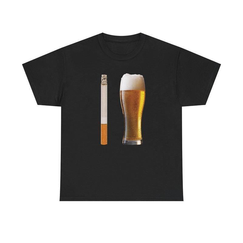 [100%25 Cotton] BEER AND CIG COMBO - GRAPHIC TEE  Golf Gift T-Shirt For Men and Women