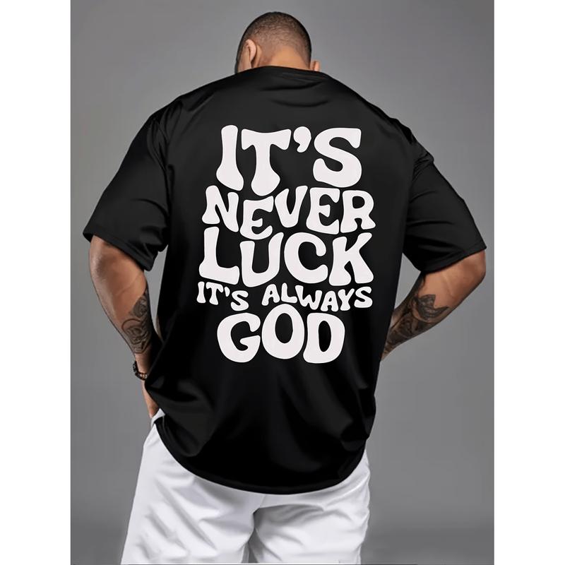 Summer t Shirts Never Luck Printed Cotton T Shirt For Men Casual Crew Neck Short Sleeves Machine Washable Regular Fit Daily Wear Gift For Adult And Teen Available In Large And Extra Large White