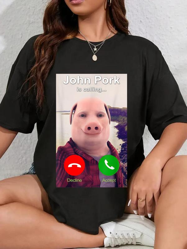 100%25 Cotton Unisex John Pork Is Calling Shirt Funny John Pork Meme Men Women T-Shirt