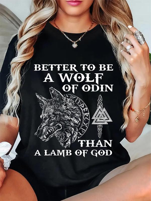 100%25 Cotton Unisex WOLF OF ODIN - NORSE MYTHOLOGY Gift VIKINGS T-Shirt Casual Graphic Printed Tee