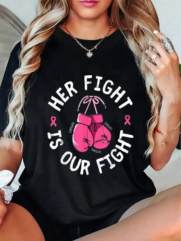 100%25 Cotton  Her Fight Is Our Fight Breast Cancer Awareness Women Men T-Shirt