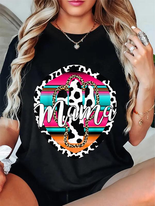 100%25 Cotton Unisex Vintage Mama Serape Cactus Leopard Cow Mom Mothers Day T-Shirt