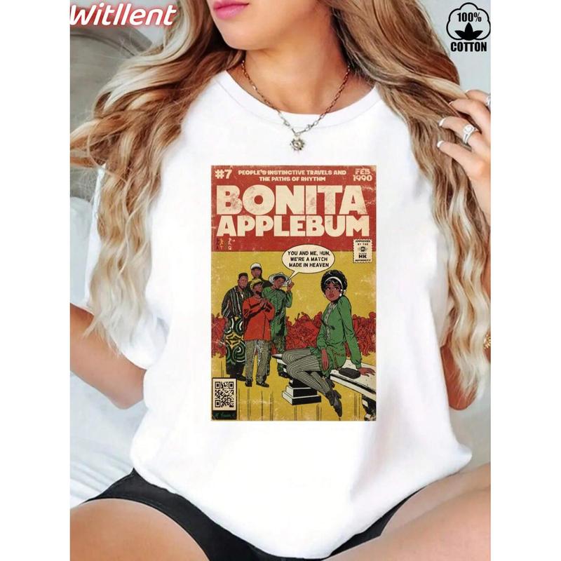 100%25 Cotton Golf Gift T-Shirt For Men and Women Vintage 90s Hip Hop Cotton Tee Featuring A Tribe Called Quest Bonita Applebum Comic Art For Women