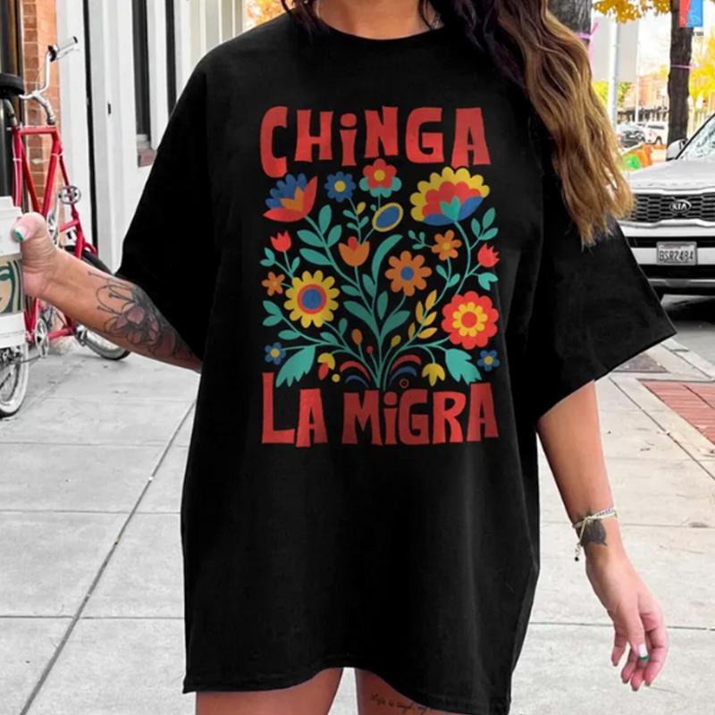 [100%25 Cotton] Chinga La Migra T-Shirt, Abolish Ice Protest Shirt, No Human Is Illegal Tee, Latino Protest Tee, Social Justice Shirt, Immigrant Human Rights T-Shirt Cotton Oversized  Golf Gift T-Shirt For Men and Women