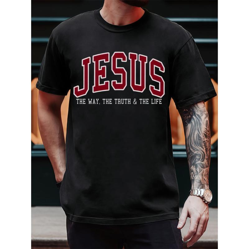 100%25 Cotton Golf Gift T-Shirt For Men and Women Menswear Must-Have – Vintage Jesus Print Crewneck T-Shirt for Trendy Looks