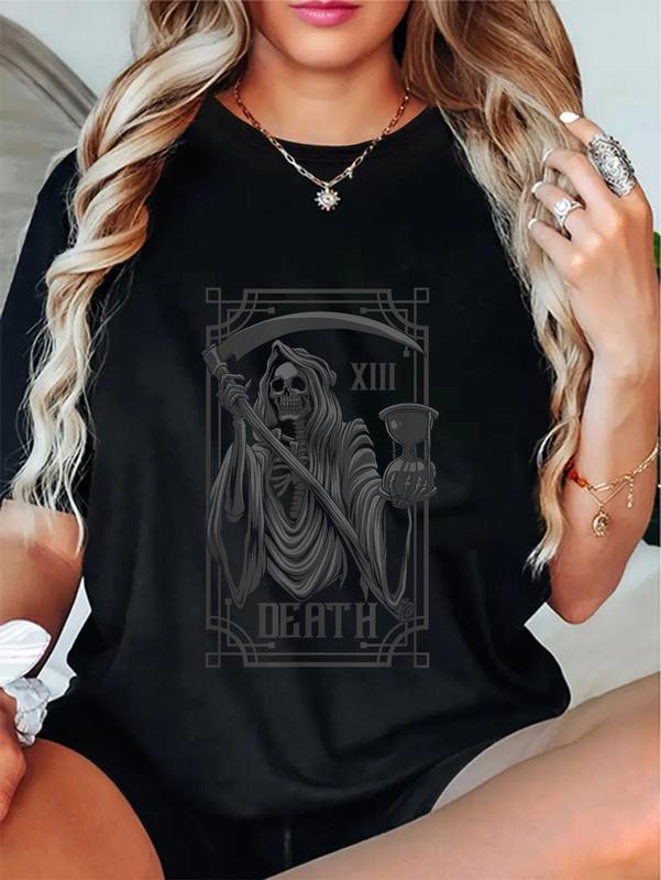 100%25 Cotton Unisex Tarot Card Shirt Goth Death Grim Reaper Occult Pagan Satanic T-Shirt