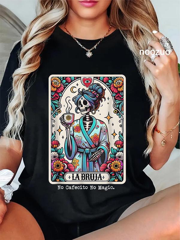 100%25 Cotton Unisex The Witch No Cafecito No Magic T-Shirt Casual Top