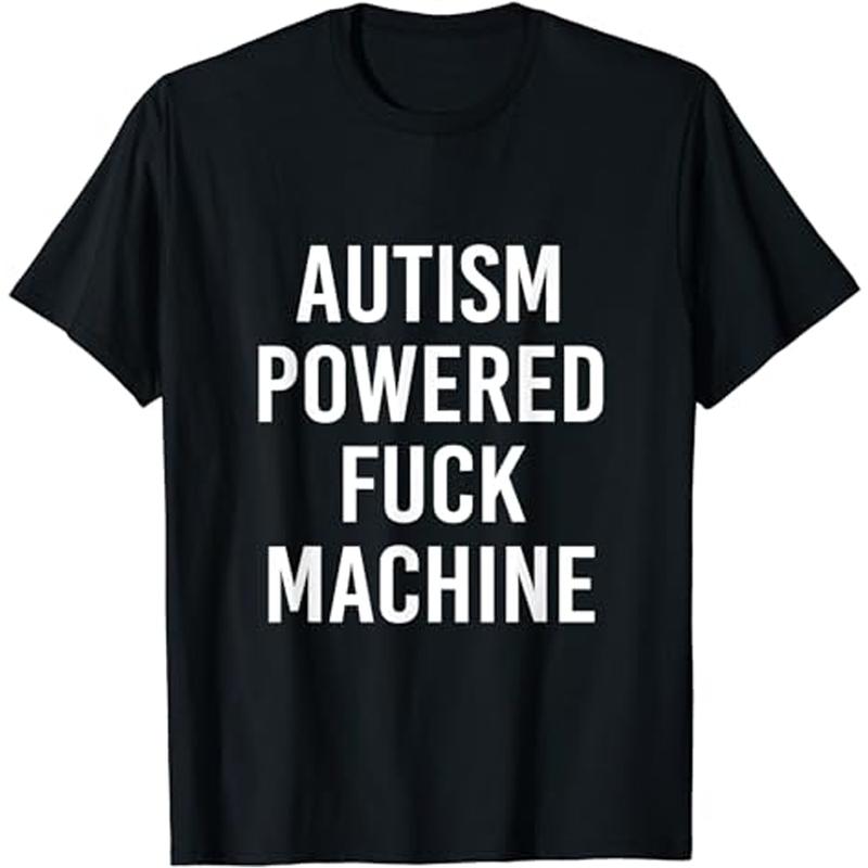 Cotton Cropped Funny Quote T Shirt, Autism Power F Machine, Adult Humor Graphic T Shirt, Unisex Funny Statement Shirt, Casual Fashion, Comfortable Cotton Material, Perfect Gift for Autism Awareness, Everyday Wear, Unisex Fashion T Shirt.
