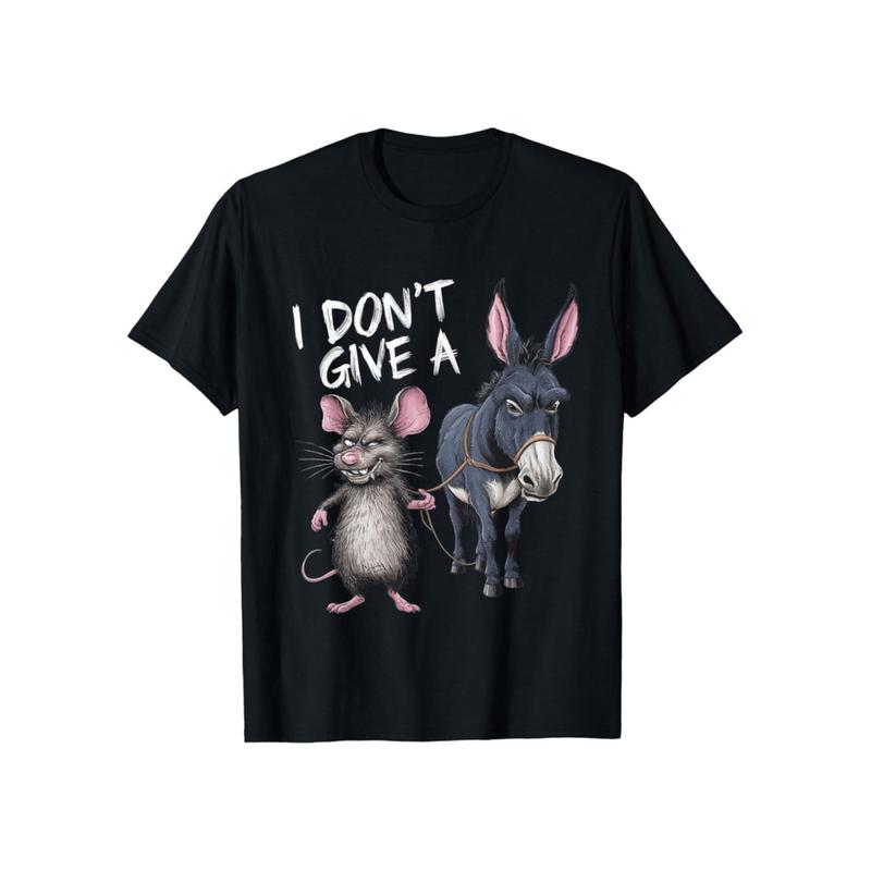 100%25 Cotton Golf Gift T-Shirt For Men and Women Plus Size Men Funny" i Don' t Care" Printed T- shirt- 180g Cotton, Short Sleeve, Round Neck, Casual, Mouse And Donkey