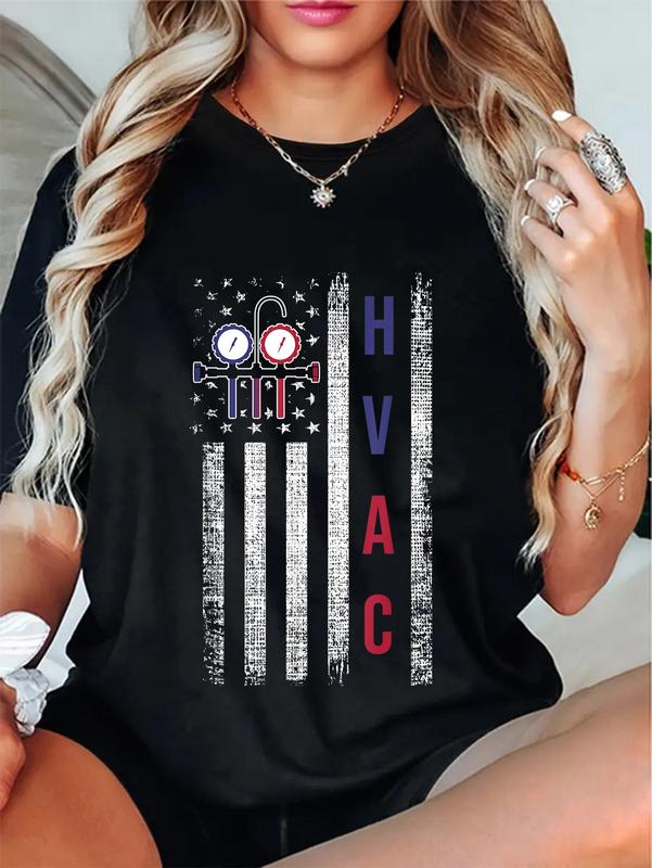 100%25 Cotton Unisex HVAC Technician Men American Flag USA Vintage T-Shirt