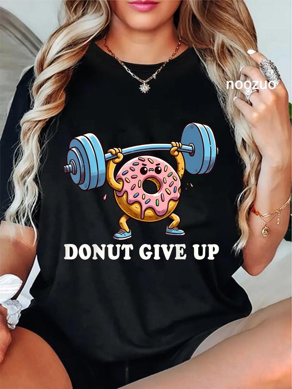 100%25 Cotton Unisex Weightlifting - Funny Fitness Workout Gym Donut Lover T-Shirt Casual Top