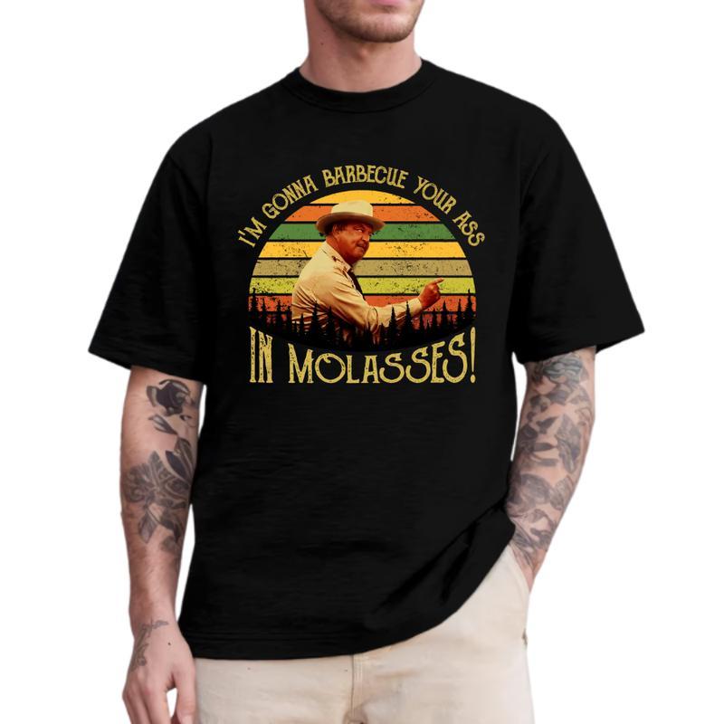 I'm Gonna Barbecue Your A** In Molasses! Shirt, Smokey And The Bandit Movie T-Shirt, Casual Short Sleeve T-Shirt for Men and Women Menswear Unisex Tops funny  tshirt streetwear