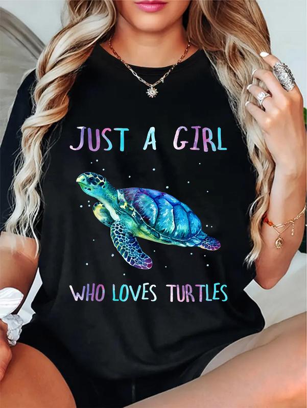 100%25 Cotton Unisex Turtle Watercolor Sea Ocean Just A Girl Who Loves Turtles T-Shirt