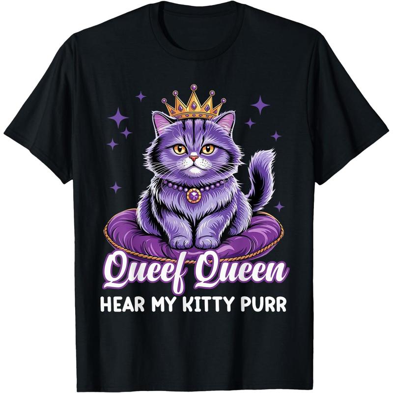 100%25 Cotton Golf Gift T-Shirt For Men and Women The Hilarious Queef Queen Cat Tee With Raunchy Adult Humor Jokes