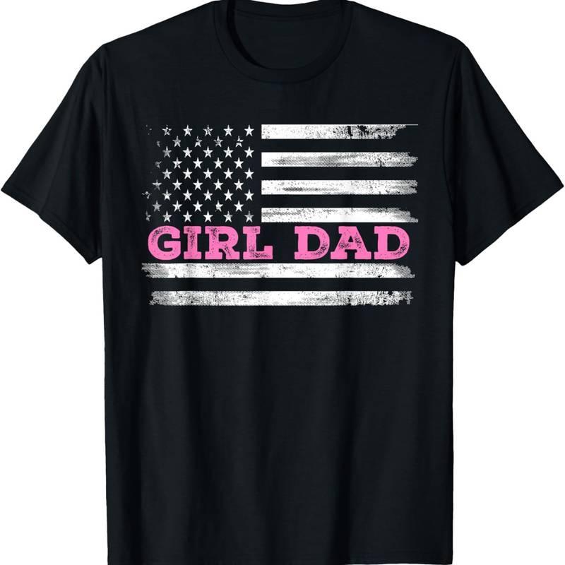 Summer t Shirts Girl Dad Father'S Day Dad Daughter, Dad of Girls Outnumbered T-Shirt Adult Men'S Loose And Comfortable Cotton