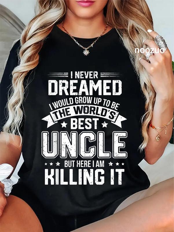100%25 Cotton Unisex The World's Best Uncle - Funny Uncle T-Shirt Casual Graphic Printed Tee Casual Top