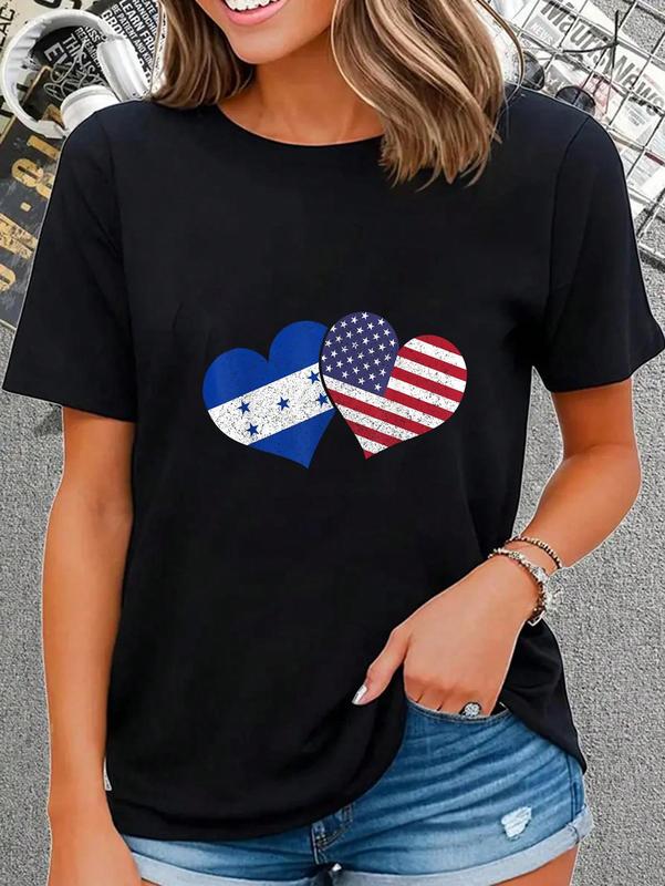 100%25 Cotton Honduras USA American Honduran Flag Pride Heritage Patriotic T-Shirt Casual Short Sleeve Shirt